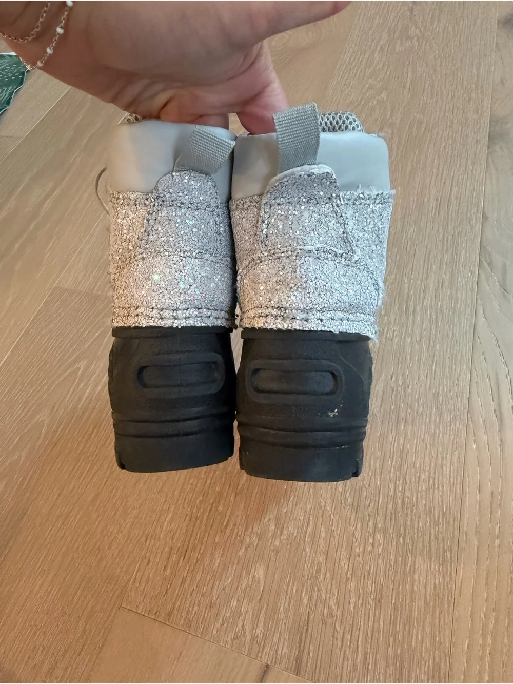 Zoogs Girls Silver Glitter Snow Boots Black Size 9